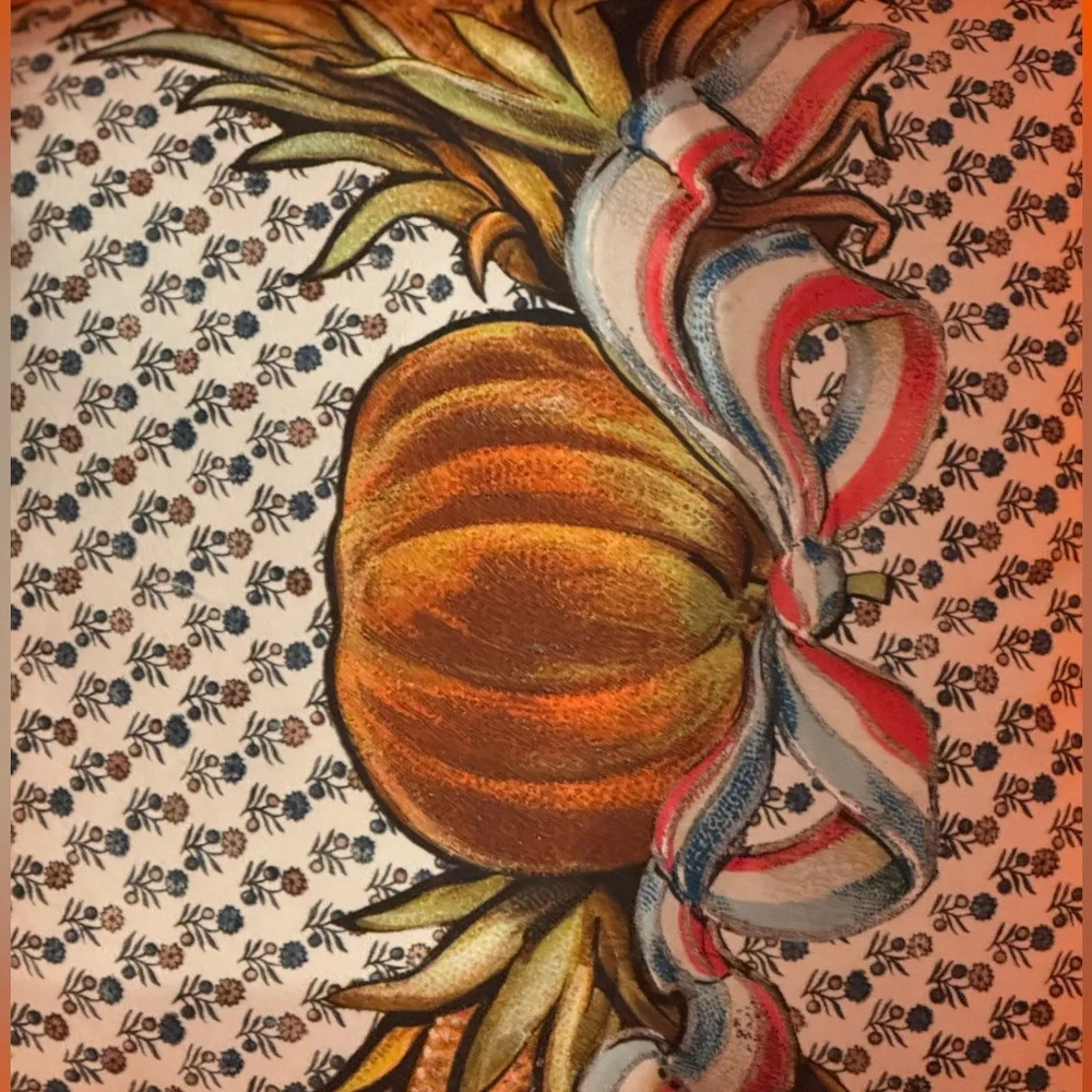 Gold Velvet Pumpkin Americana Holiday Throw Pillow